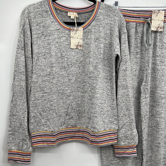 103. Jogger Set Multi Color Sweatshirt/Sweatpant Heather Gray Rose Blue Black - Picture 7 of 16